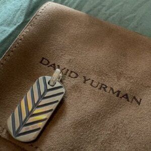 David Yurman Men's Sterling Silver 30mm Chevron Pave Dog Tag
